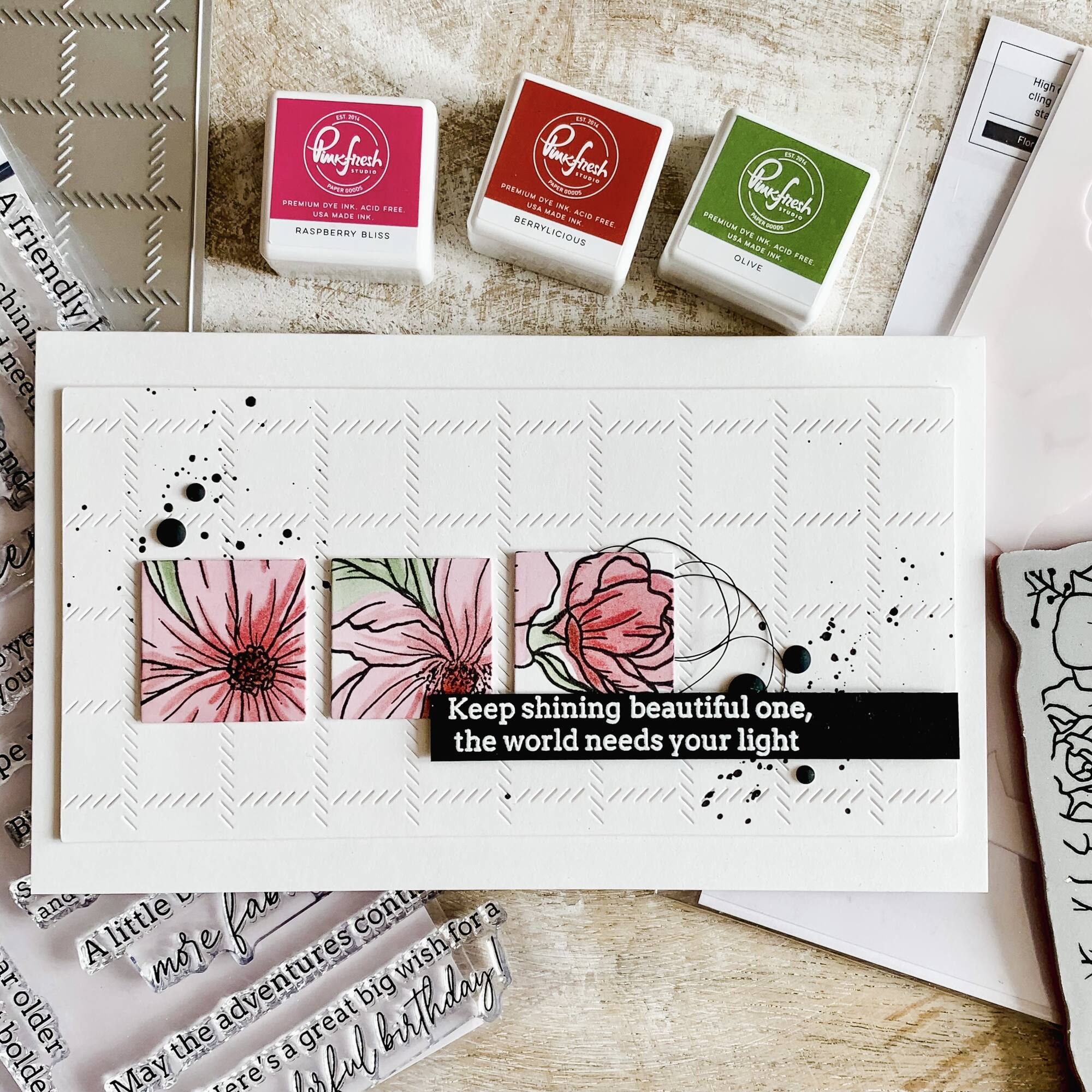 Pinkfresh Studio Floral Focus Cling Rubber Background Stamp
